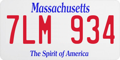 MA license plate 7LM934