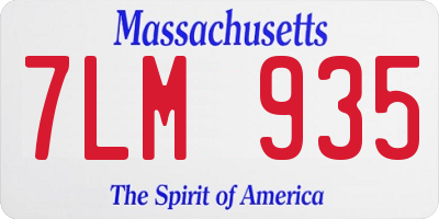 MA license plate 7LM935