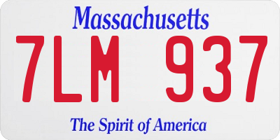 MA license plate 7LM937