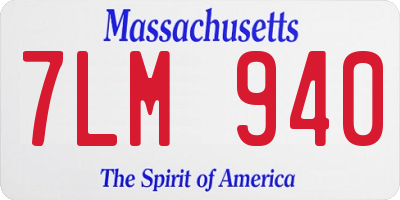 MA license plate 7LM940