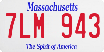 MA license plate 7LM943