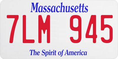 MA license plate 7LM945