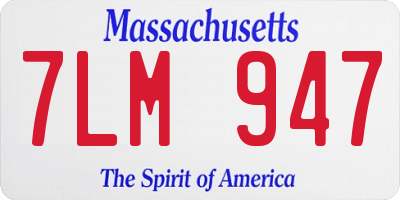 MA license plate 7LM947