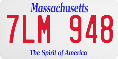 MA license plate 7LM948