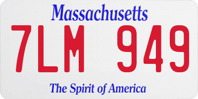 MA license plate 7LM949