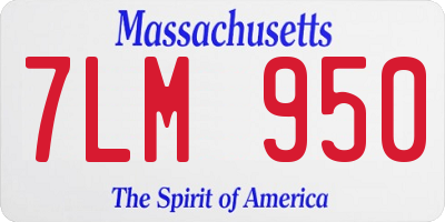 MA license plate 7LM950