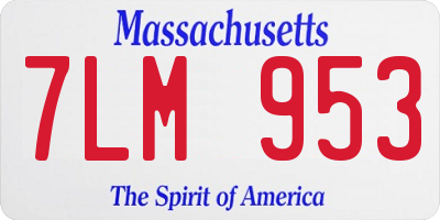 MA license plate 7LM953
