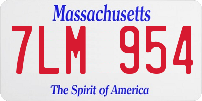 MA license plate 7LM954