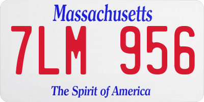 MA license plate 7LM956