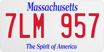 MA license plate 7LM957