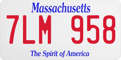 MA license plate 7LM958