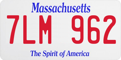 MA license plate 7LM962