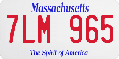 MA license plate 7LM965