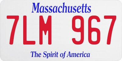 MA license plate 7LM967