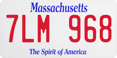 MA license plate 7LM968