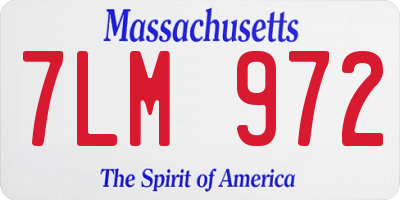 MA license plate 7LM972