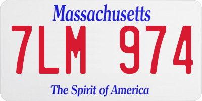 MA license plate 7LM974