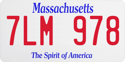 MA license plate 7LM978