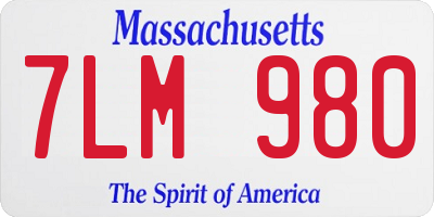 MA license plate 7LM980