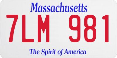 MA license plate 7LM981