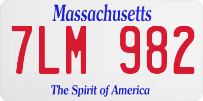 MA license plate 7LM982
