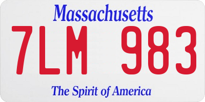 MA license plate 7LM983
