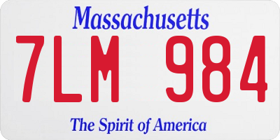 MA license plate 7LM984