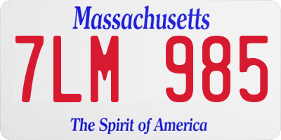 MA license plate 7LM985