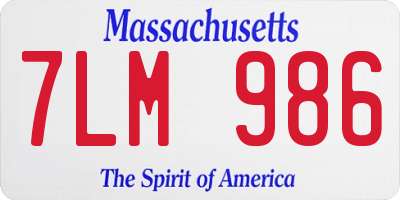 MA license plate 7LM986