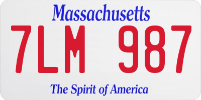 MA license plate 7LM987