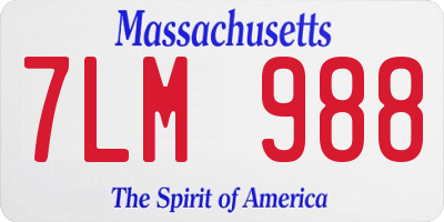 MA license plate 7LM988