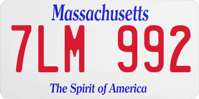 MA license plate 7LM992