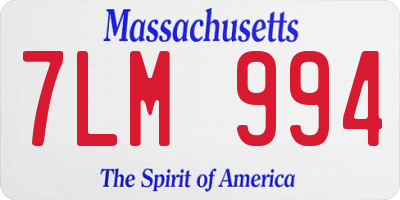 MA license plate 7LM994
