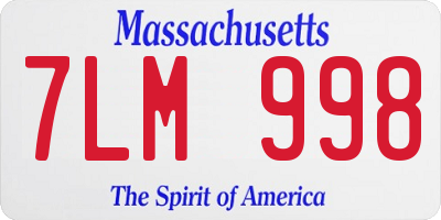 MA license plate 7LM998