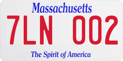 MA license plate 7LN002