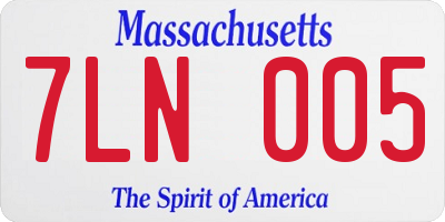 MA license plate 7LN005