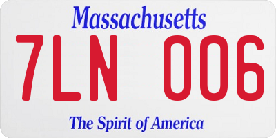 MA license plate 7LN006