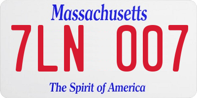 MA license plate 7LN007