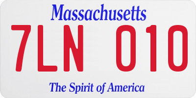 MA license plate 7LN010