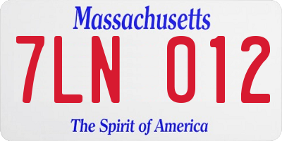 MA license plate 7LN012