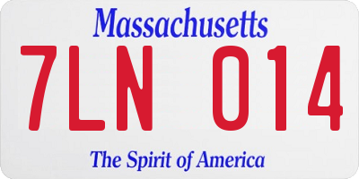 MA license plate 7LN014