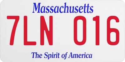 MA license plate 7LN016