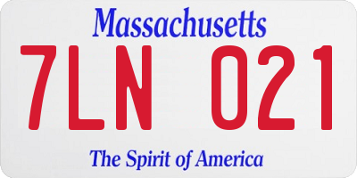 MA license plate 7LN021