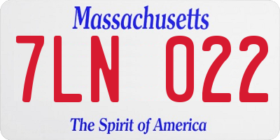 MA license plate 7LN022