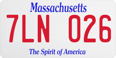 MA license plate 7LN026