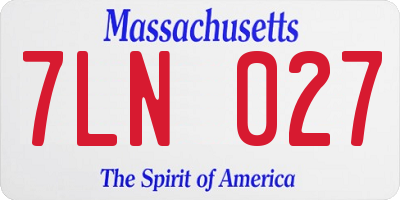 MA license plate 7LN027