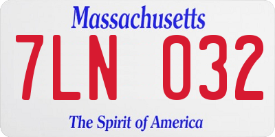 MA license plate 7LN032