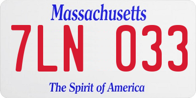 MA license plate 7LN033