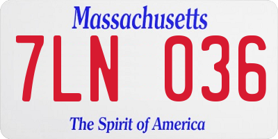 MA license plate 7LN036