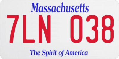 MA license plate 7LN038